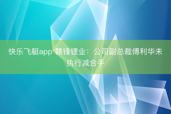 快乐飞艇app 赣锋锂业：公司副总裁傅利华未执行减合手